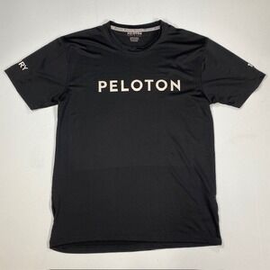 Peloton Century 100 Club Mens Small Black Performance Workout Shirt Short Sleeve